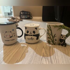 3 panda mugs
